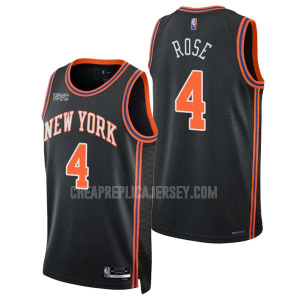 2021-22 men's new york knicks derrick rose 4 black 75th anniversary city edition replica jersey
