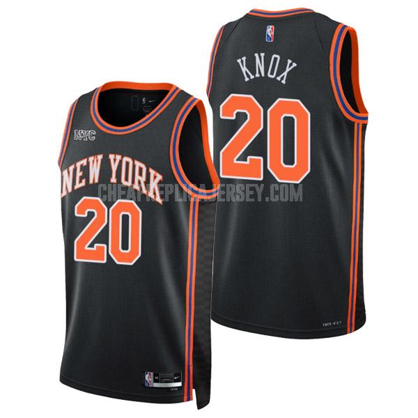 2021-22 men's new york knicks kevin knox 20 black 75th anniversary city edition replica jersey