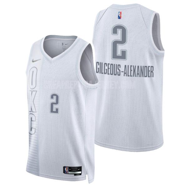 2021-22 men's oklahoma city thunder shai gilgeous-alexander 2 white 75th anniversary city edition replica jersey
