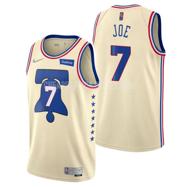 2021-22 men's philadelphia 76ers isaiah joe 7 cream earned edition replica jersey