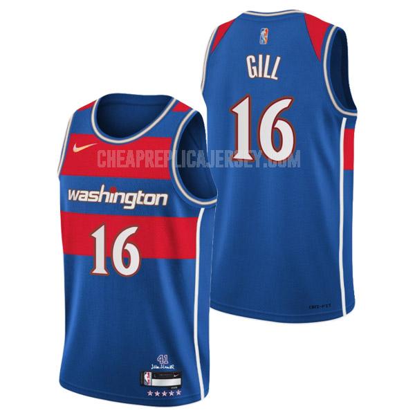2021-22 men's washington wizards anthony gill 16 blue 75th anniversary city edition replica jersey