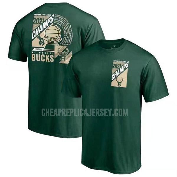 2021 men's milwaukee bucks green champion t-shirt