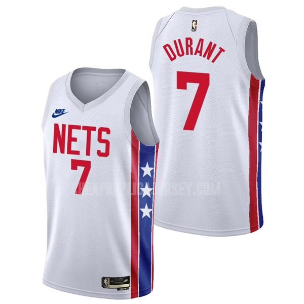 2022-23 men's brooklyn nets kevin durant 7 white classic edition replica jersey
