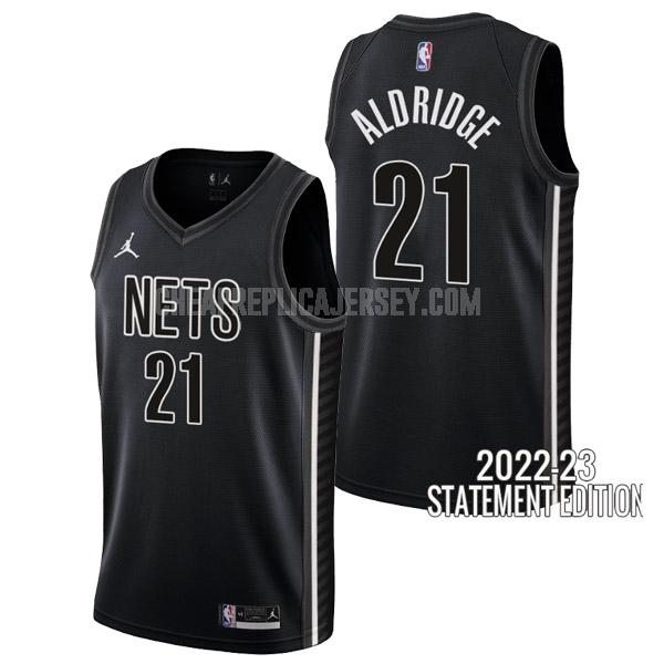 2022-23 men's brooklyn nets lamarcus aldridge 21 black statement edition replica jersey