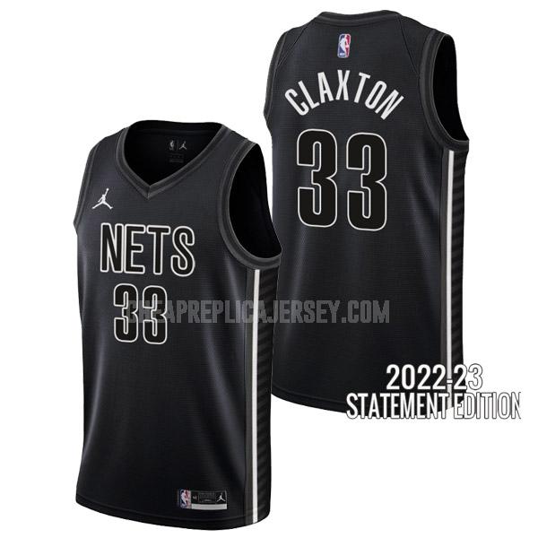 2022-23 men's brooklyn nets nicolas claxton 33 black statement edition replica jersey