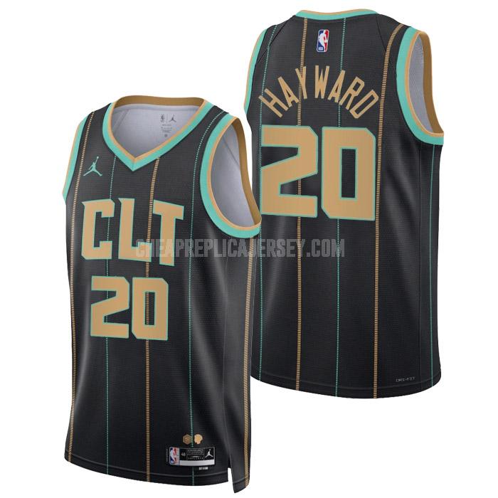 2022-23 men's charlotte hornets gordon hayward 20 black city edition replica jersey