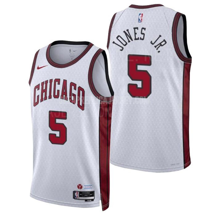2022-23 men's chicago bulls derrick jones jr 5 white city edition replica jersey