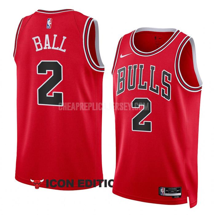 2022-23 men's chicago bulls lonzo ball 2 red icon edition replica jersey