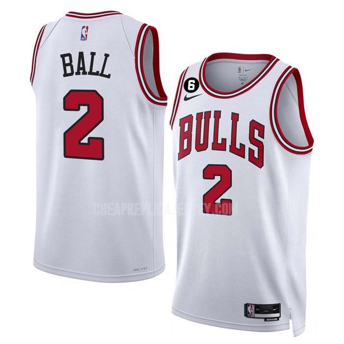 2022-23 men's chicago bulls lonzo ball 2 white association edition replica jersey