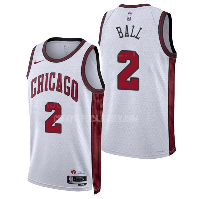 2022-23 men's chicago bulls lonzo ball 2 white city edition replica jersey