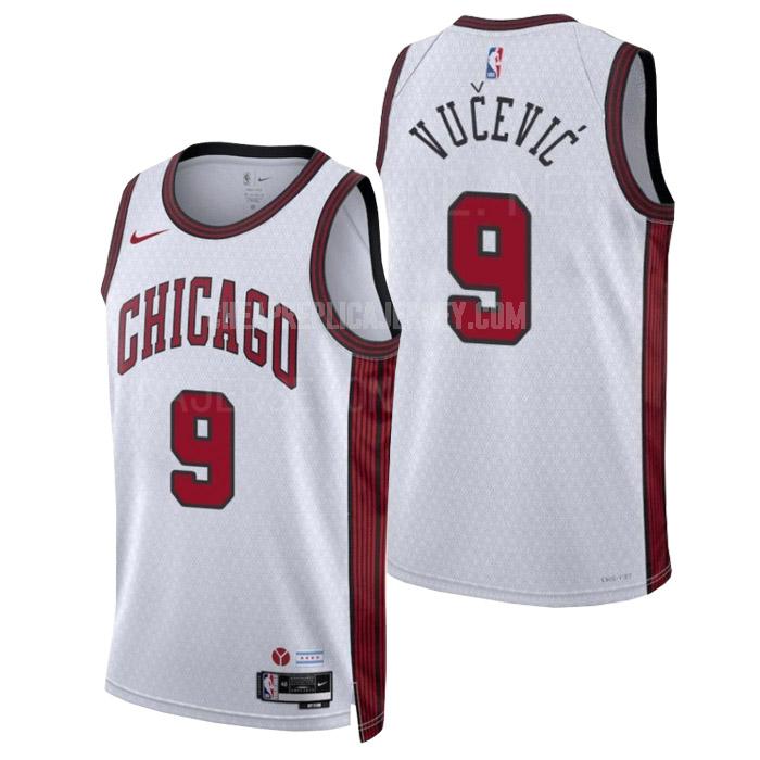 2022-23 men's chicago bulls nikola vucevic 9 white city edition replica jersey