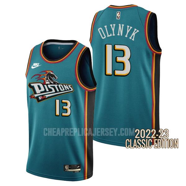 2022-23 men's detroit pistons kelly olynyk 13 teal classic edition replica jersey