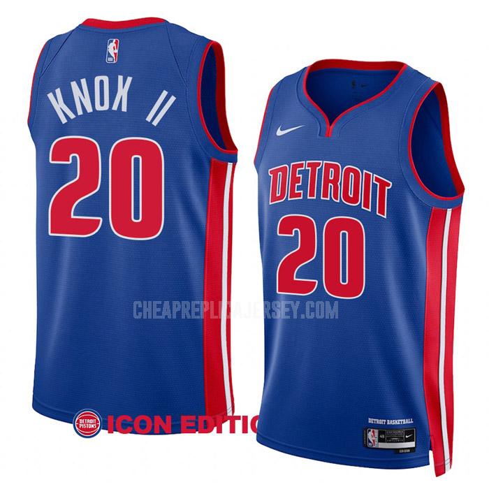 2022-23 men's detroit pistons kevin knox ii 20 blue icon edition replica jersey