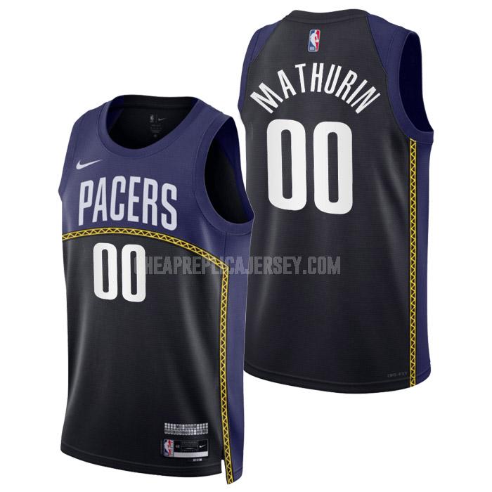 2022-23 men's indiana pacers bennedict mathurin 0 black city edition replica jersey