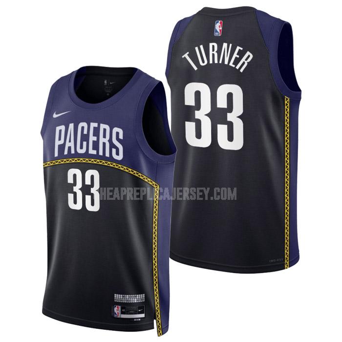 2022-23 men's indiana pacers myles turner 33 black city edition replica jersey