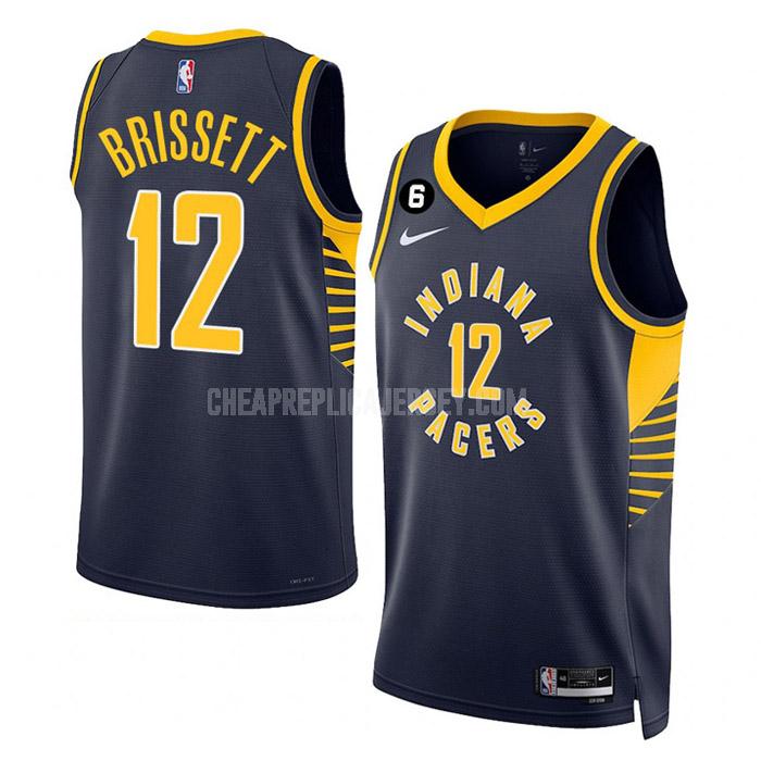 2022-23 men's indiana pacers oshae brissett 12 navy icon edition replica jersey