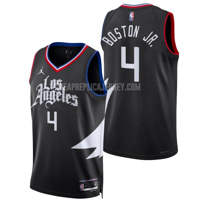 2022-23 men's los angeles clippers brandon boston jr 4 black statement edition replica jersey