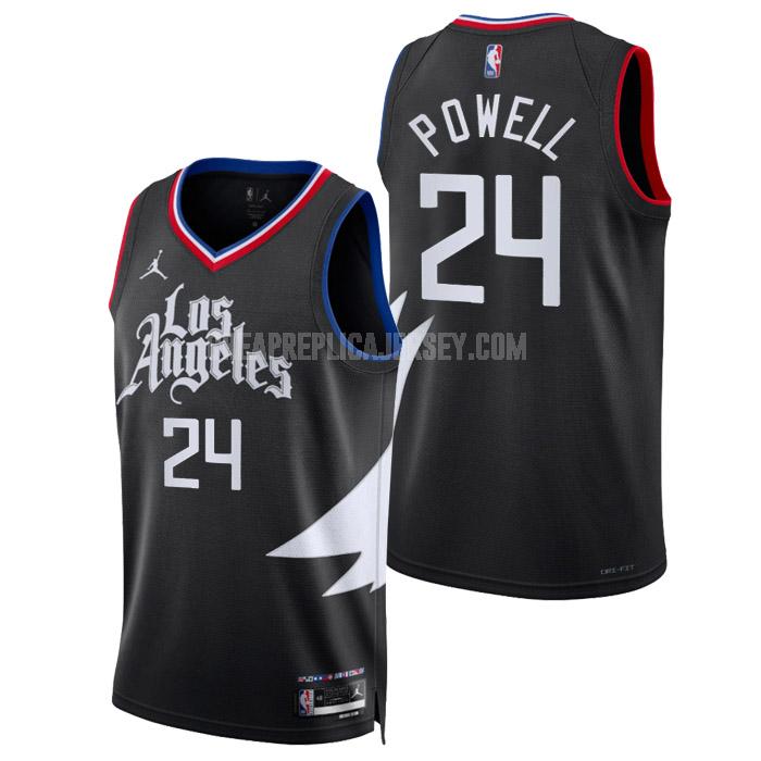 2022-23 men's los angeles clippers norman powell 24 black statement edition replica jersey