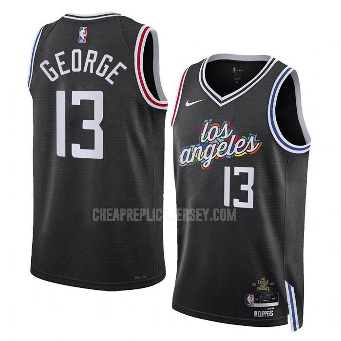2022-23 men's los angeles clippers paul george 13 black city edition replica jersey