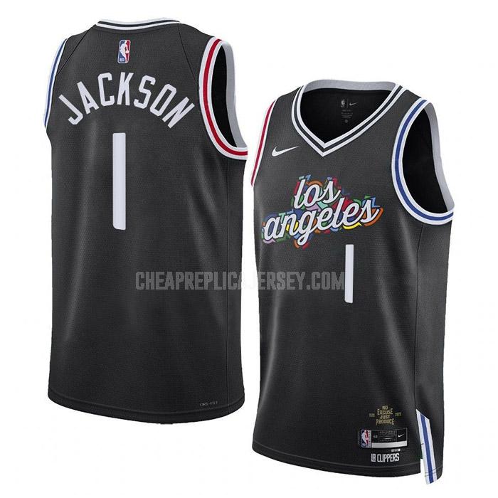 2022-23 men's los angeles clippers reggie jackson 1 black city edition replica jersey