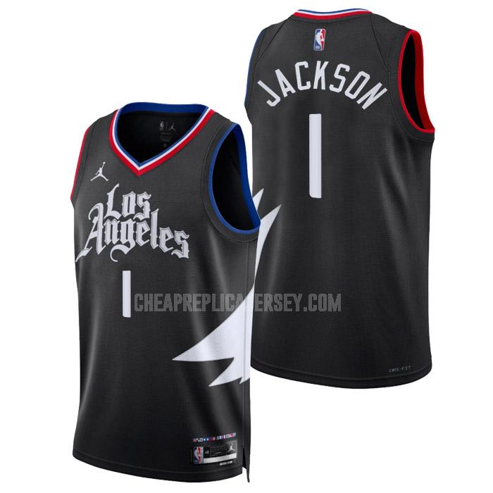 2022-23 men's los angeles clippers reggie jackson 1 black statement edition replica jersey