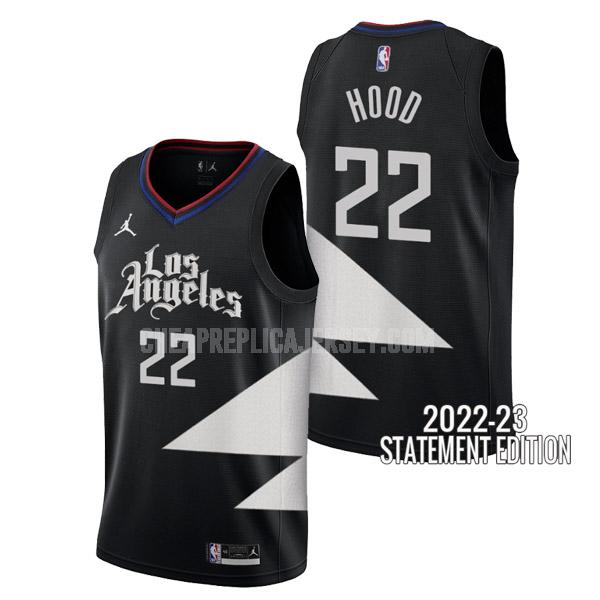 2022-23 men's los angeles clippers rodney hood 22 black statement edition replica jersey