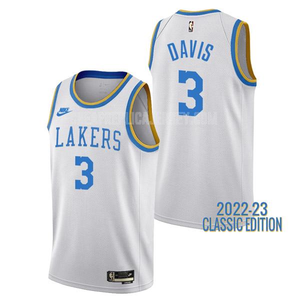 2022-23 men's los angeles lakers anthony davis 3 white classic edition replica jersey