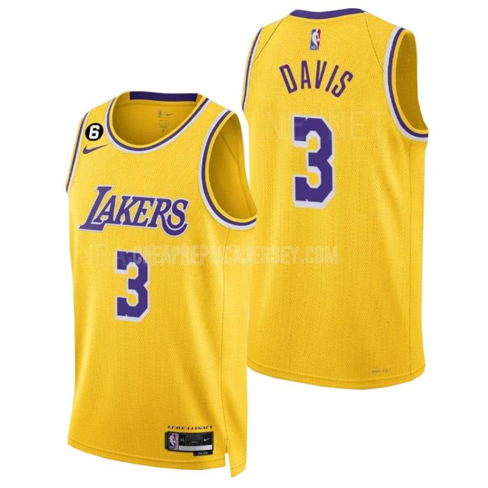 2022-23 men's los angeles lakers anthony davis 3 yellow icon edition replica jersey