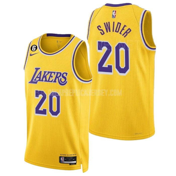 2022-23 men's los angeles lakers cole swider 20 yellow icon edition replica jersey