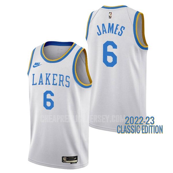 2022-23 men's los angeles lakers lebron james 6 white classic edition replica jersey