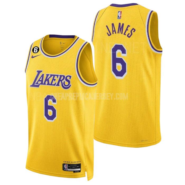 2022-23 men's los angeles lakers lebron james 6 yellow icon edition replica jersey