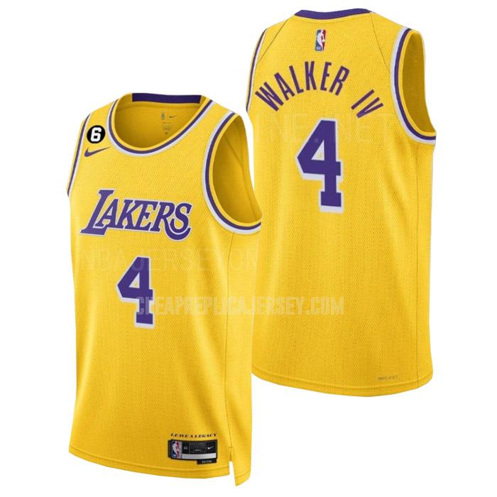 2022-23 men's los angeles lakers lonnie walker iv 4 yellow icon edition replica jersey