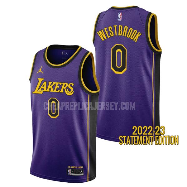 2022-23 men's los angeles lakers russell westbrook 0 purple statement edition replica jersey