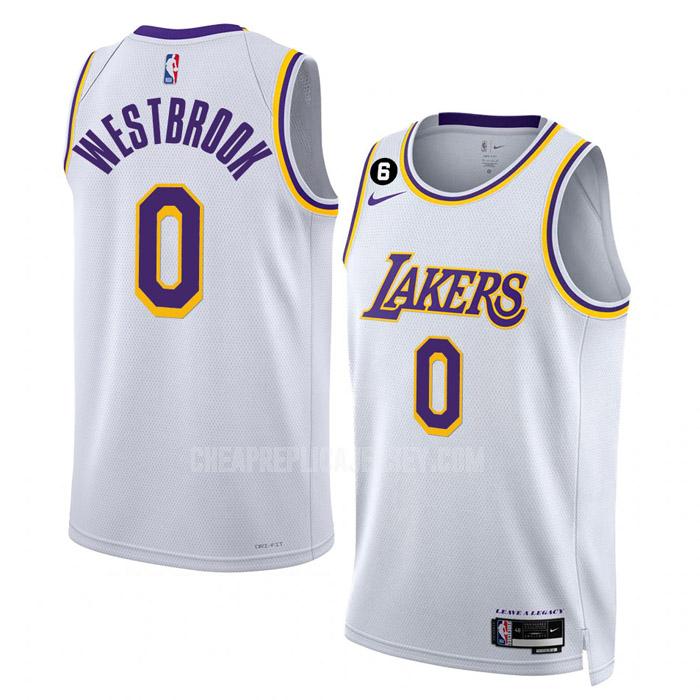 2022-23 men's los angeles lakers russell westbrook 0 white association edition replica jersey