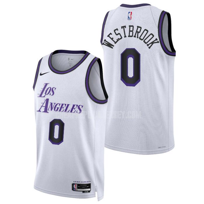 2022-23 men's los angeles lakers russell westbrook 0 white city edition replica jersey