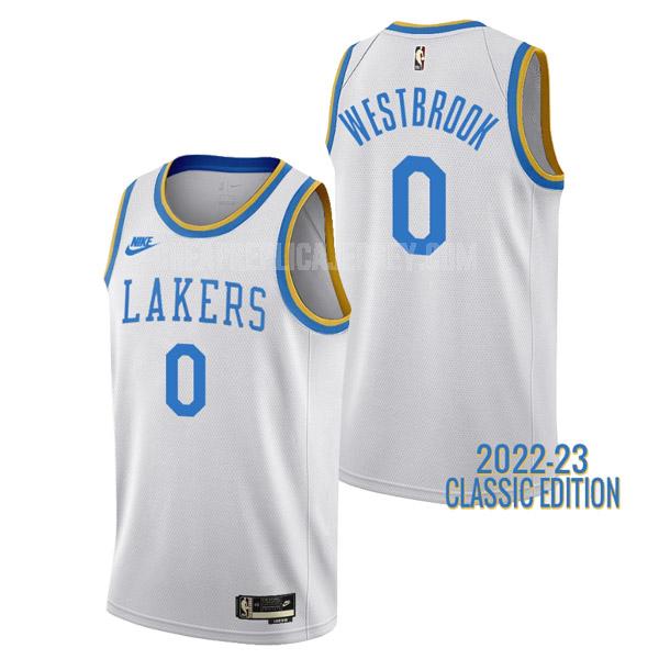 2022-23 men's los angeles lakers russell westbrook 0 white classic edition replica jersey