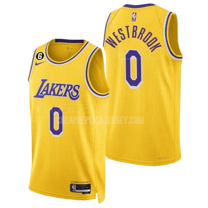 2022-23 men's los angeles lakers russell westbrook 0 yellow icon edition replica jersey