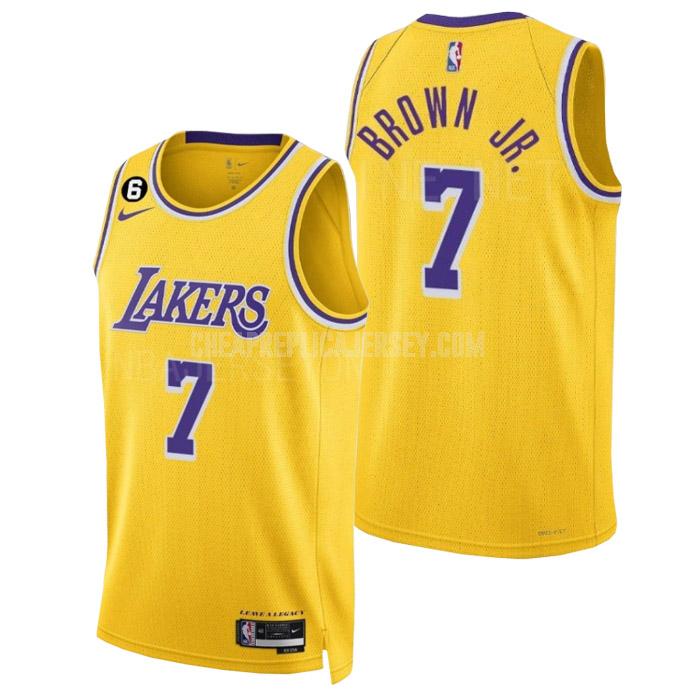 2022-23 men's los angeles lakers troy brown jr 7 yellow icon edition replica jersey