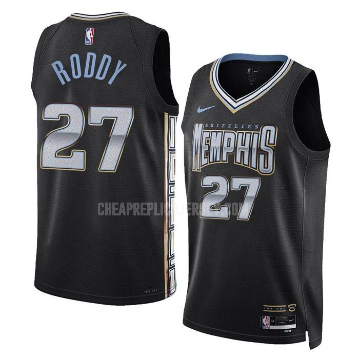 2022-23 men's memphis grizzlies david roddy 27 black city edition replica jersey