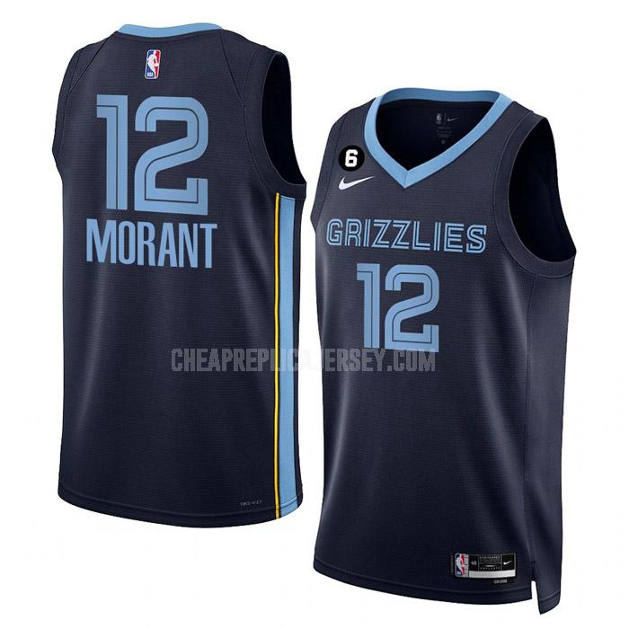 2022-23 men's memphis grizzlies ja morant 12 navy icon edition replica jersey