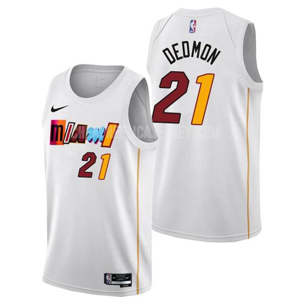 2022-23 men's miami heat dewayne dedmon 21 white city edition replica jersey