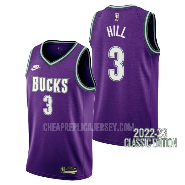 2022-23 men's milwaukee bucks george hill 3 purple classic edition replica jersey