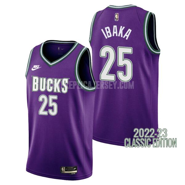 2022-23 men's milwaukee bucks serge ibaka 25 purple classic edition replica jersey
