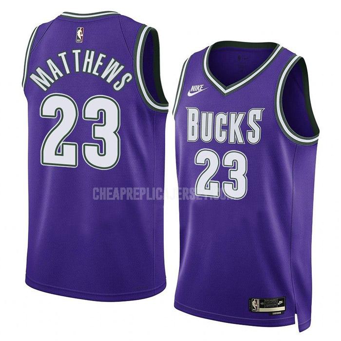2022-23 men's milwaukee bucks wesley matthews 23 purple classic edition replica jersey