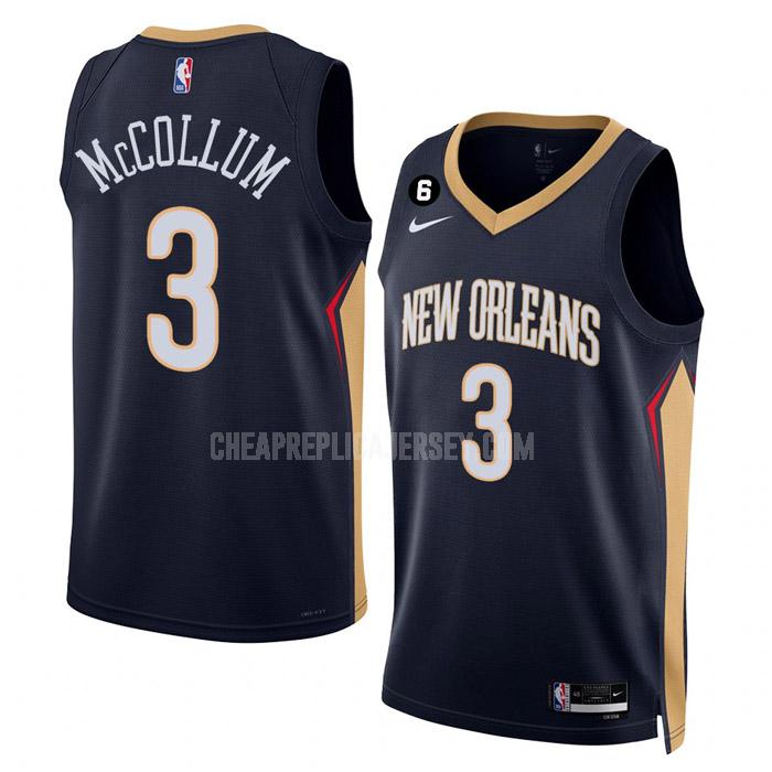2022-23 men's new orleans pelicans c.j. mccollum 3 navy icon edition replica jersey