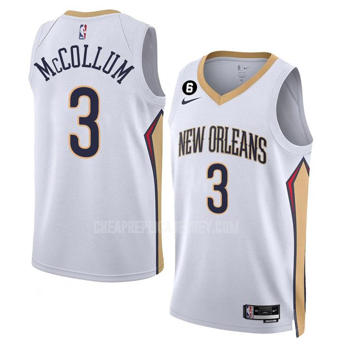 2022-23 men's new orleans pelicans c.j. mccollum 3 white association edition replica jersey