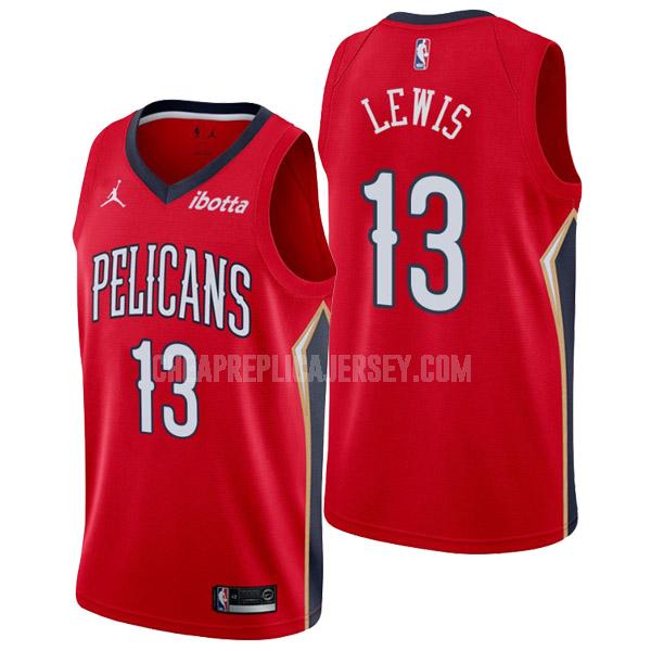 2022-23 men's new orleans pelicans kira lewis jr 13 red statement edition replica jersey