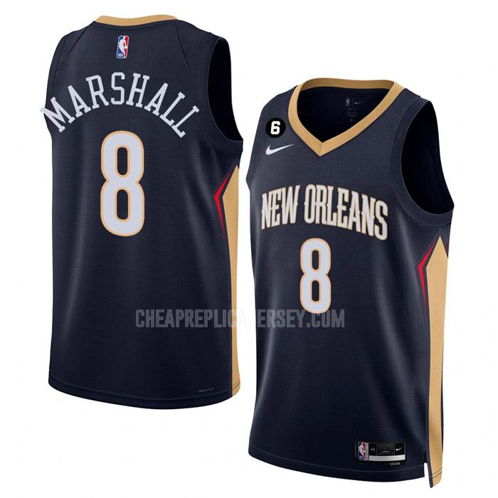 2022-23 men's new orleans pelicans naji marshall 8 navy icon edition replica jersey