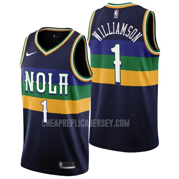 2022-23 men's new orleans pelicans zion williamson 1 navy city edition replica jersey