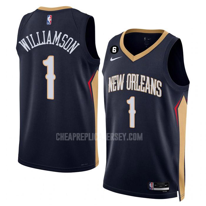2022-23 men's new orleans pelicans zion williamson 1 navy icon edition replica jersey